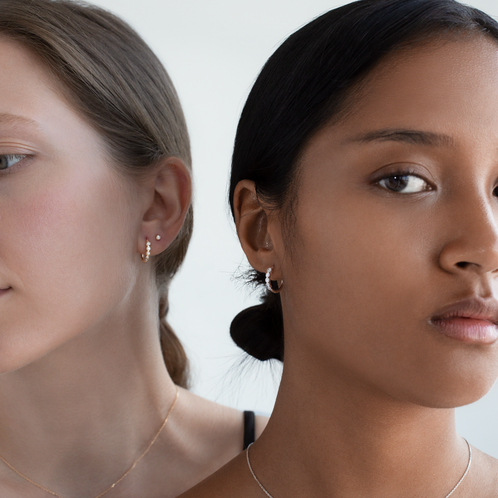 5-stens Bezel Diamant Hoops