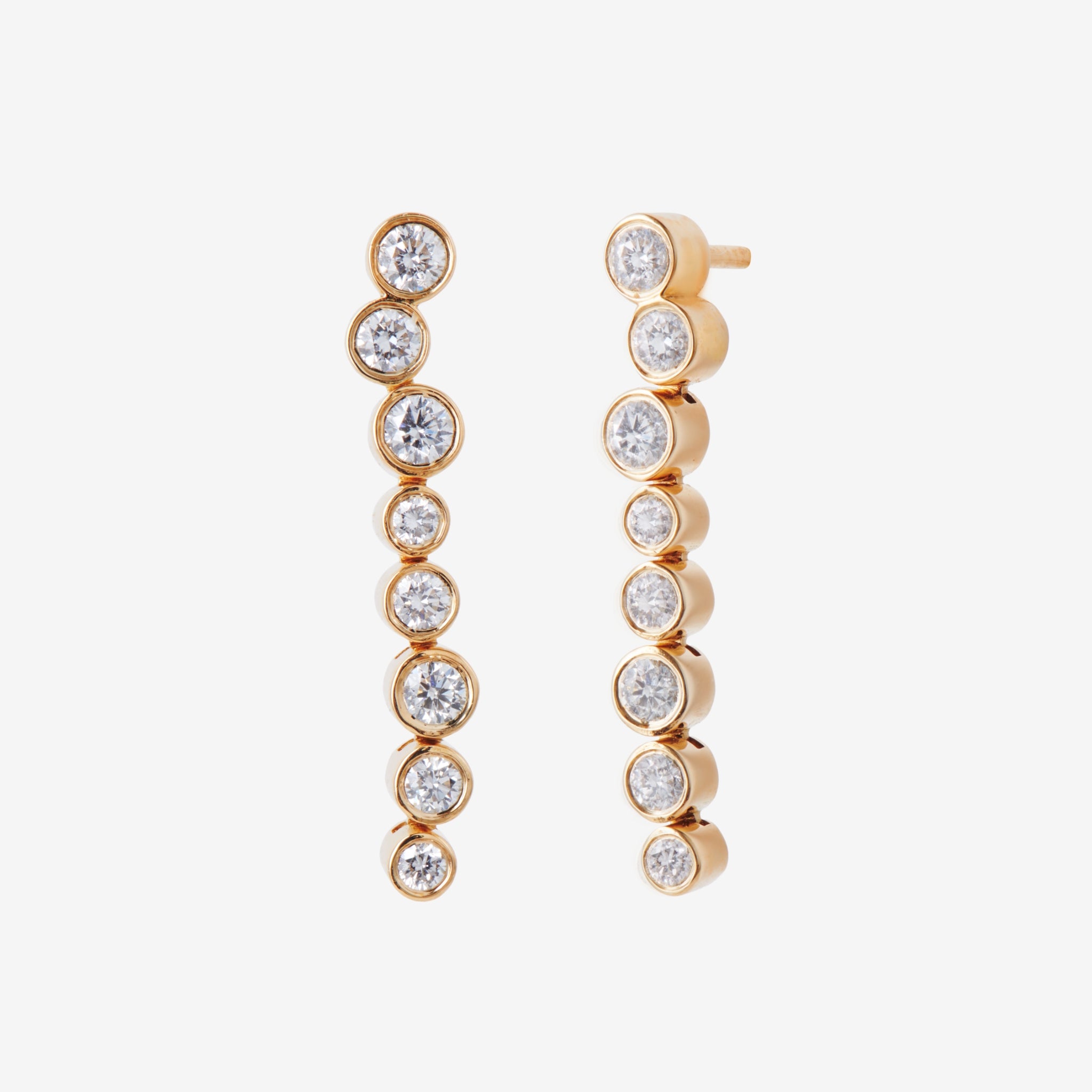 Bezel Diamant Ørehængere | 18K Guld