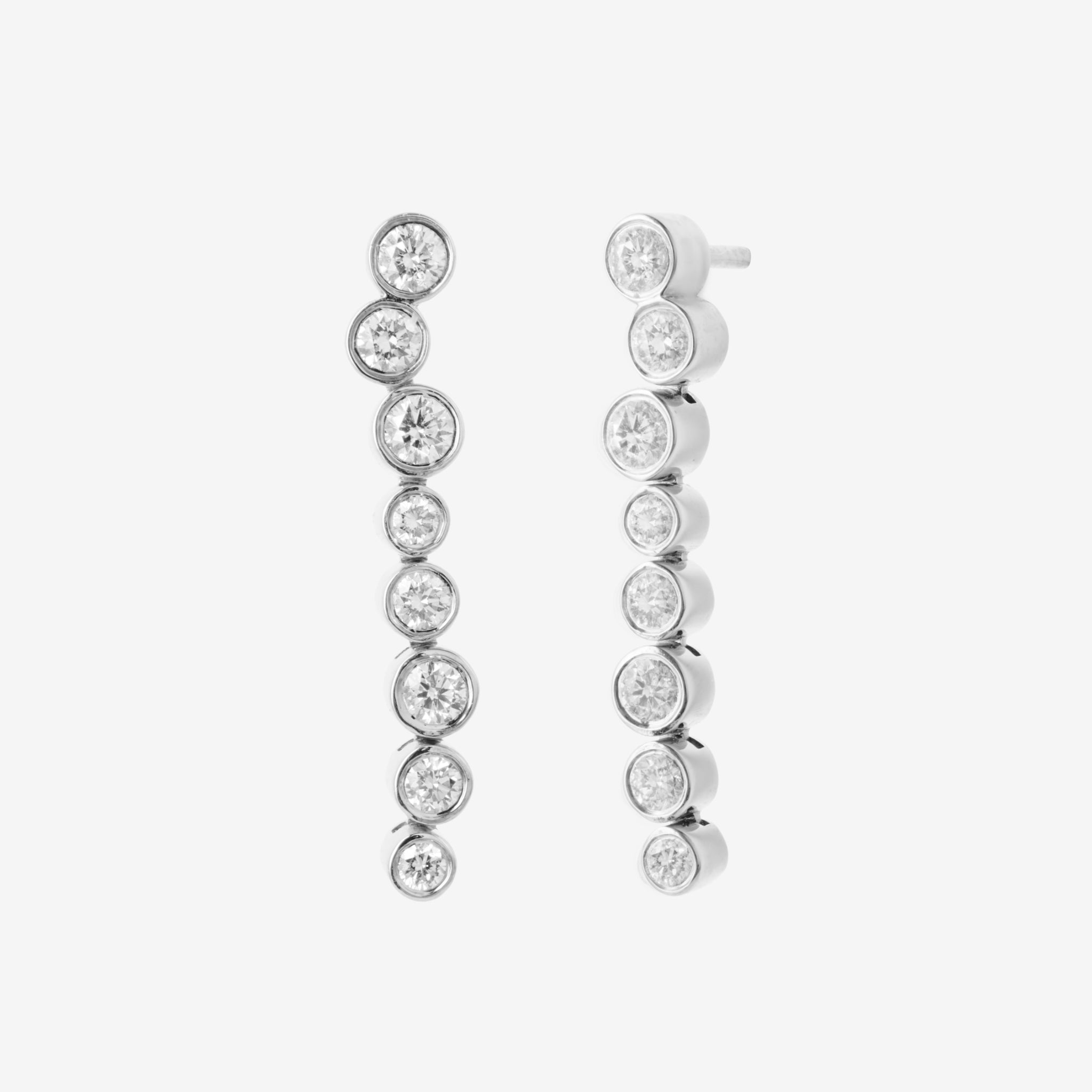 Bezel Diamant Ørehængere | 18K Hvidguld