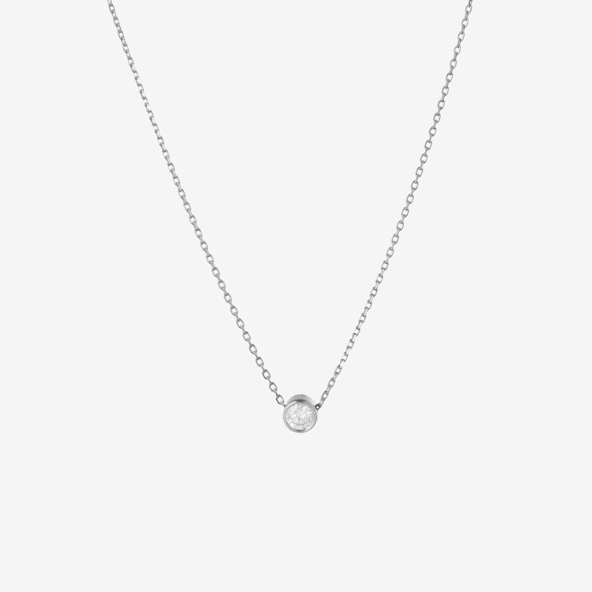 Solitaire Bezel Diamant Halskæde | Rund