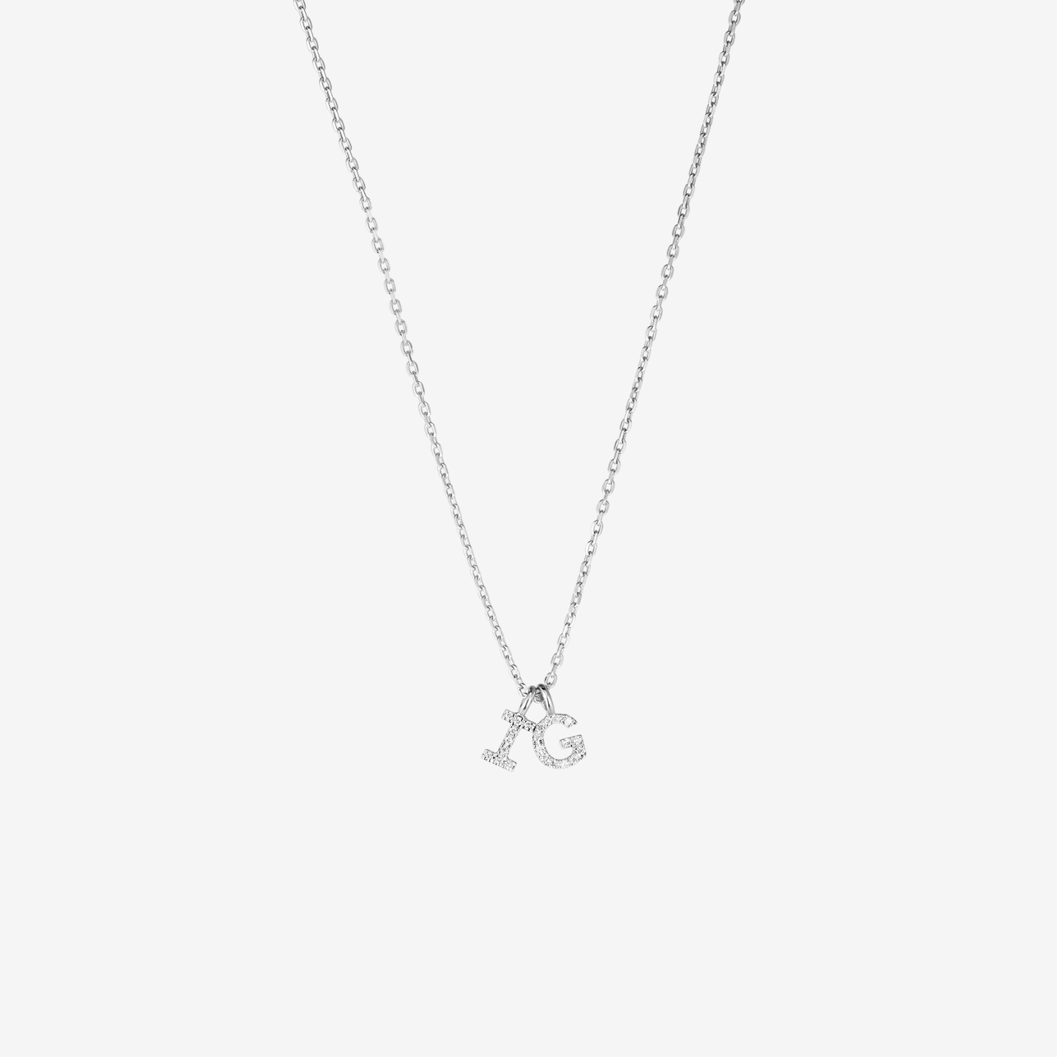 Diamant Bogstaver | Halskæde m. 2 vedhæng