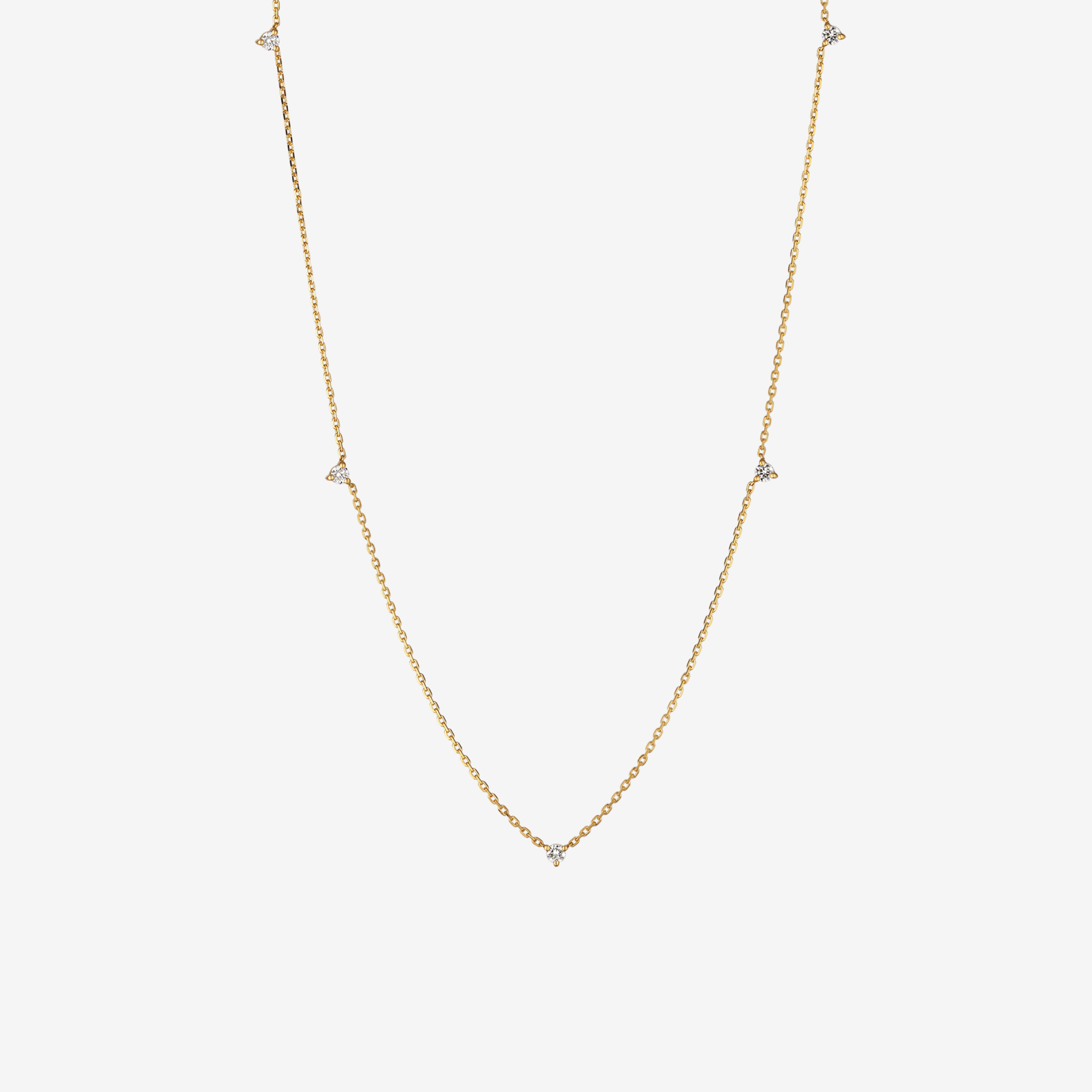 Floating Prong Diamant Halskæde | 18K Guld