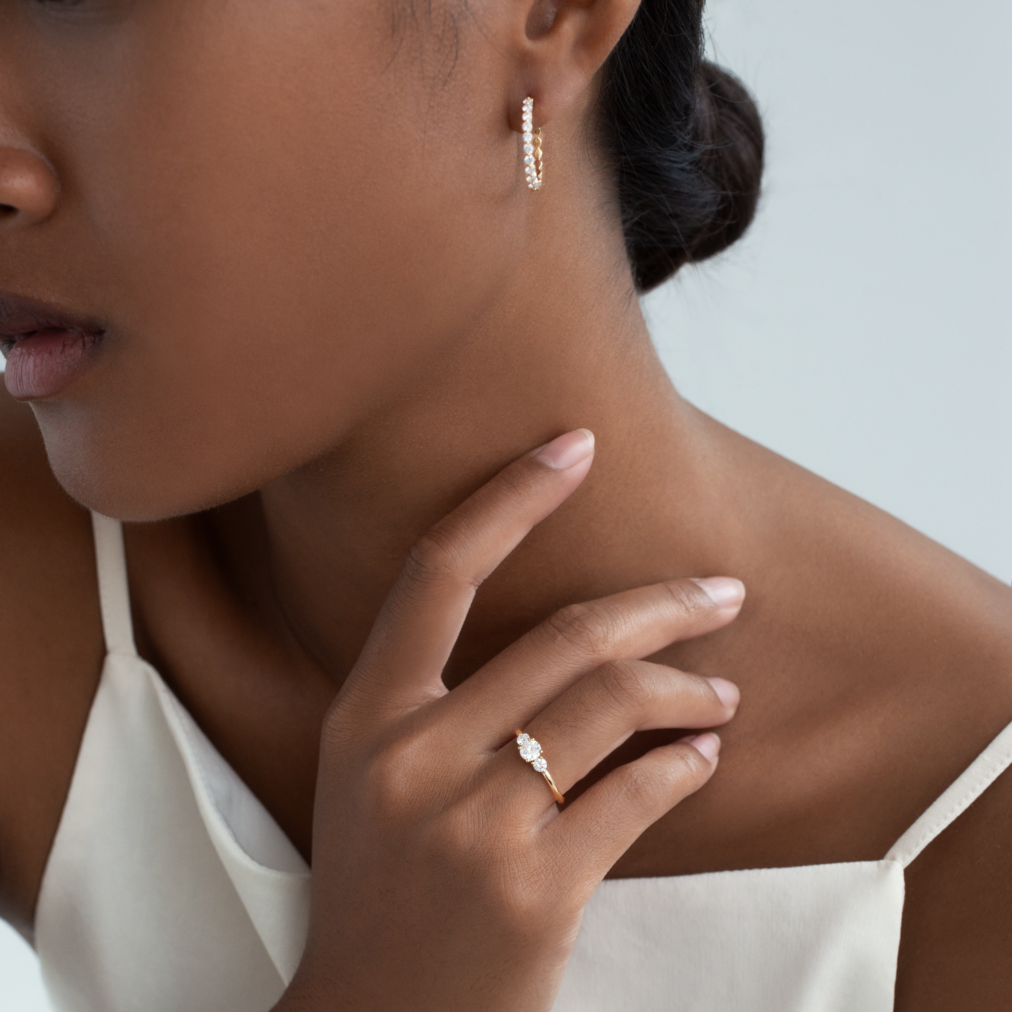 Floating Diamant Hoops | 18K Guld