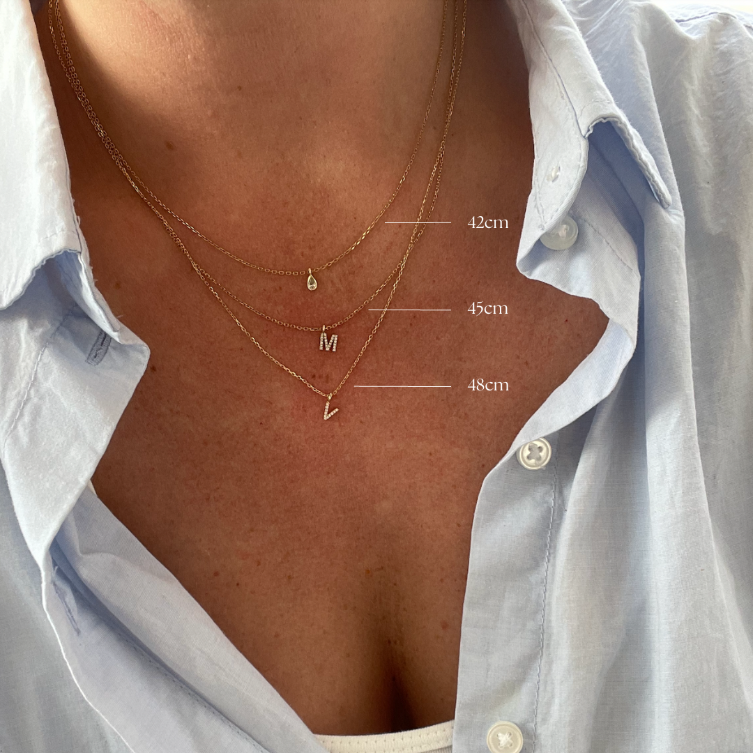 Diamant Bogstav | A-Z | Halskæde m. vedhæng