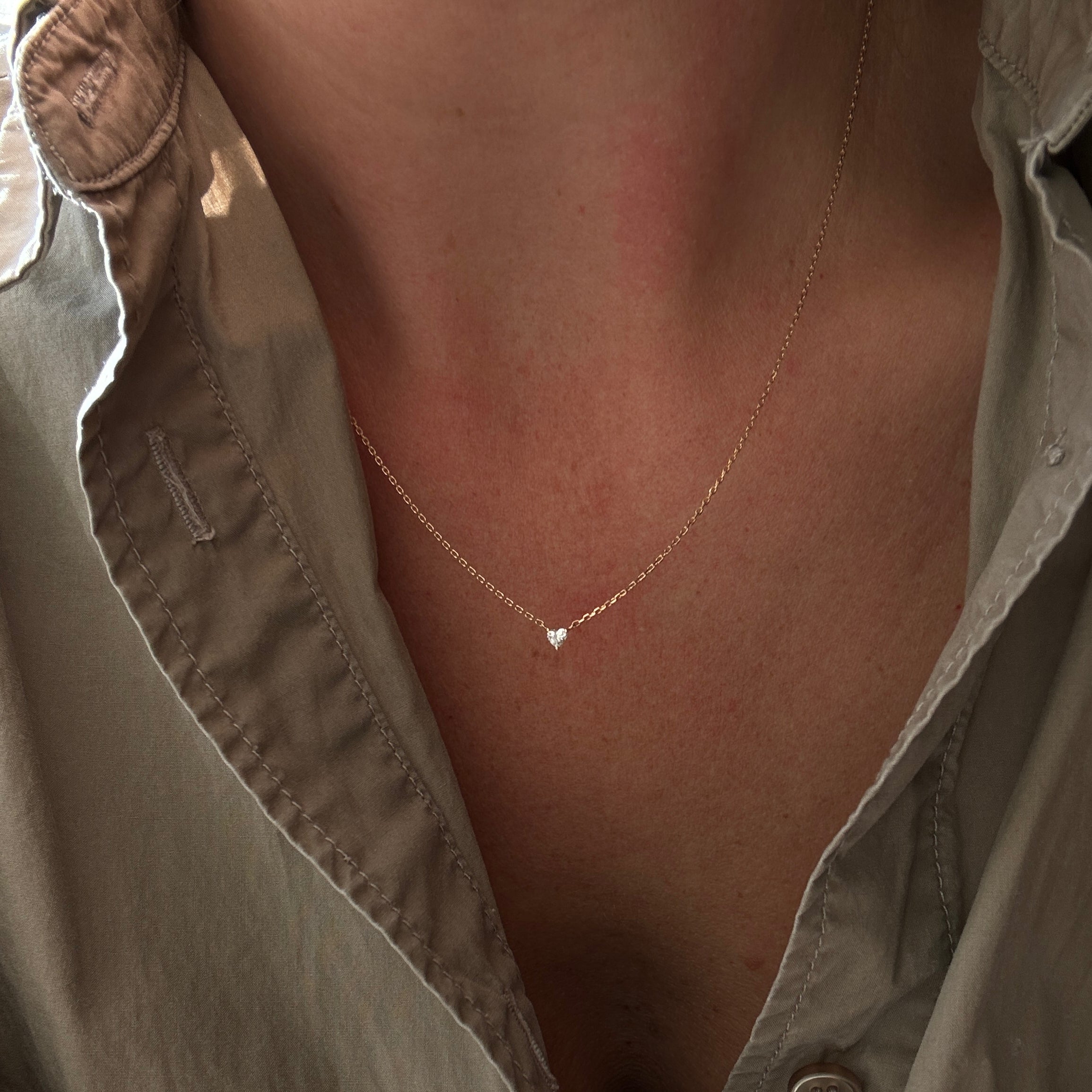 Solitaire Prong Diamant Halskæde | Hjerte