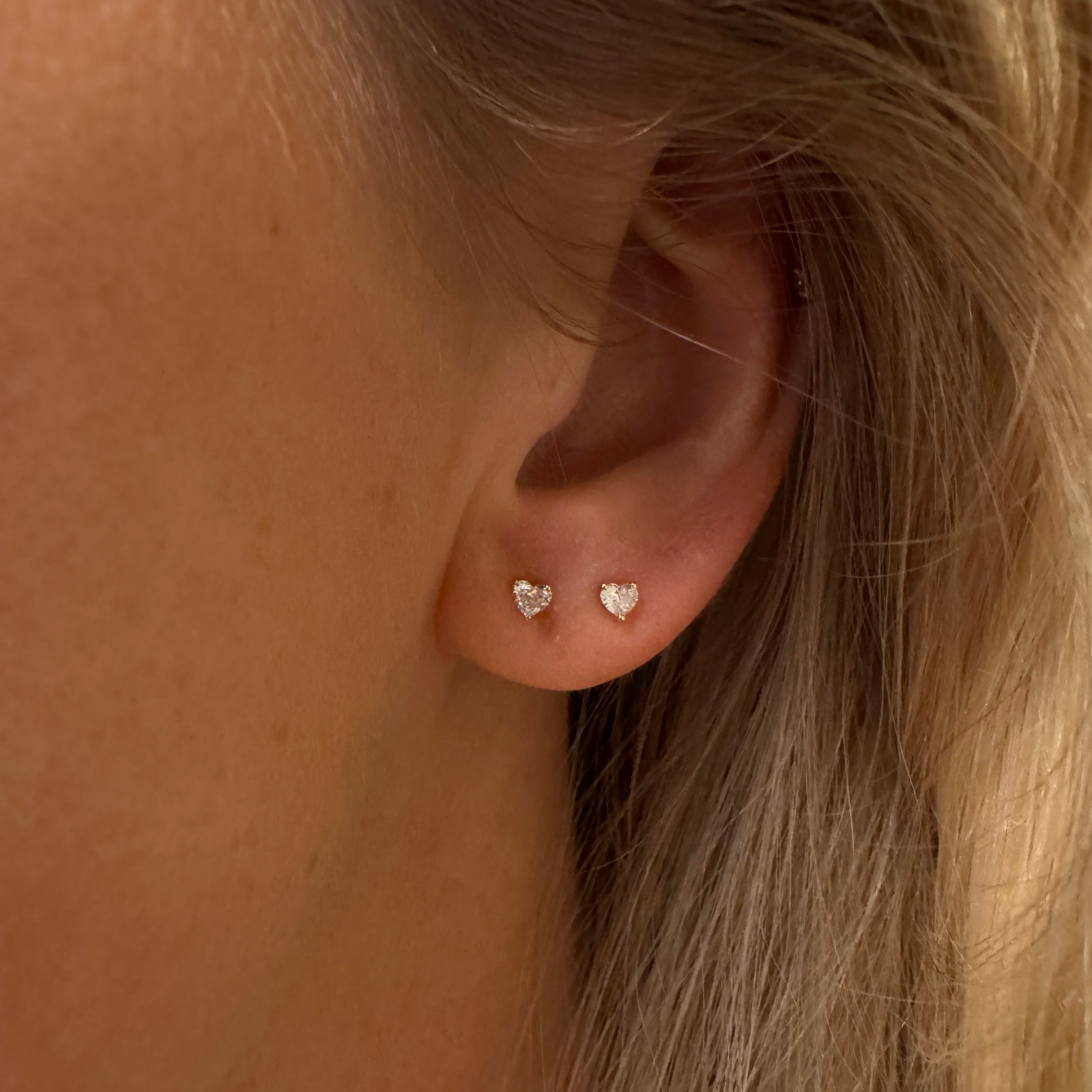 Solitaire Diamant Ørestikker | Hjerte