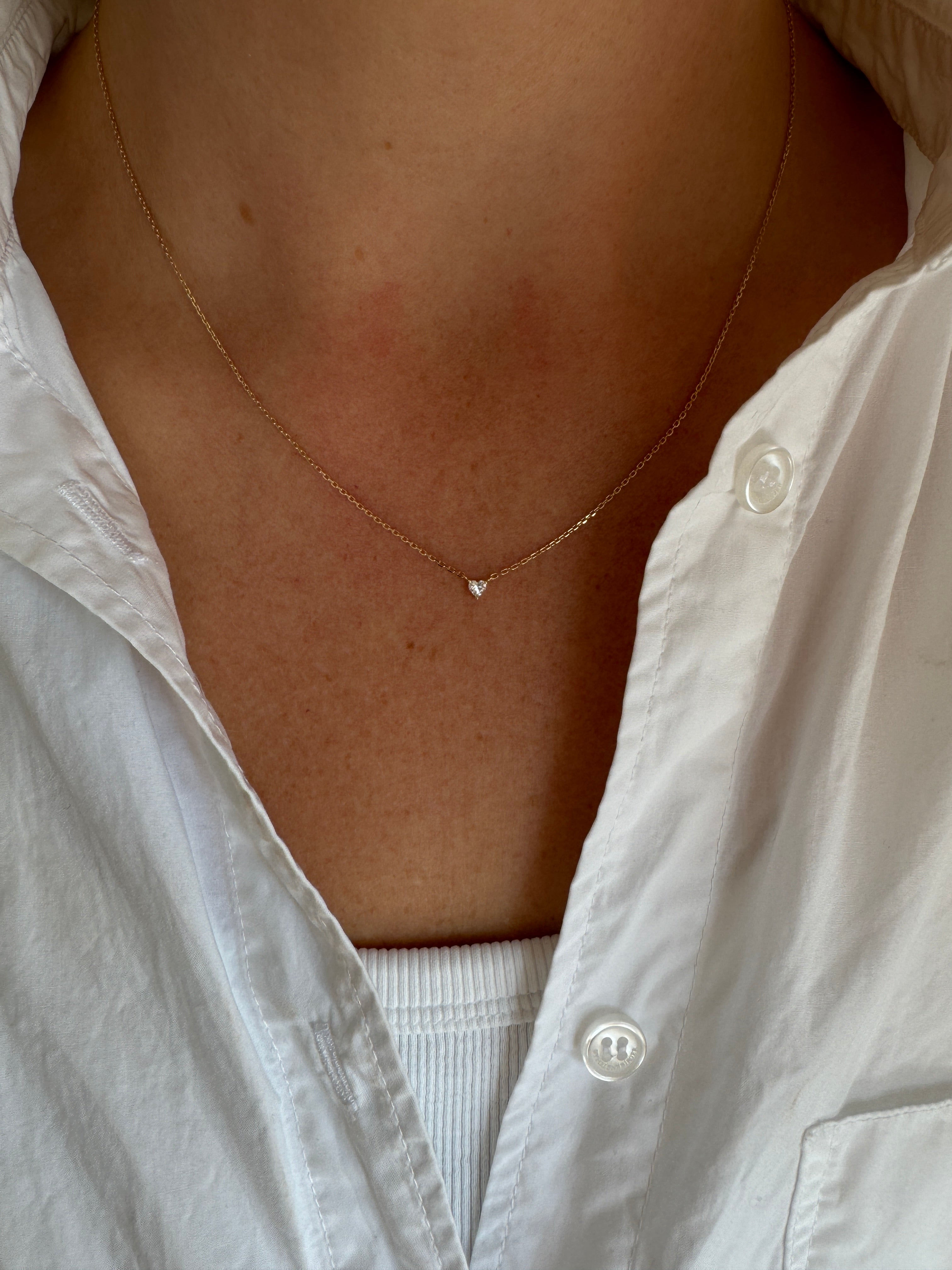 Solitaire Prong Diamant Halskæde | Hjerte