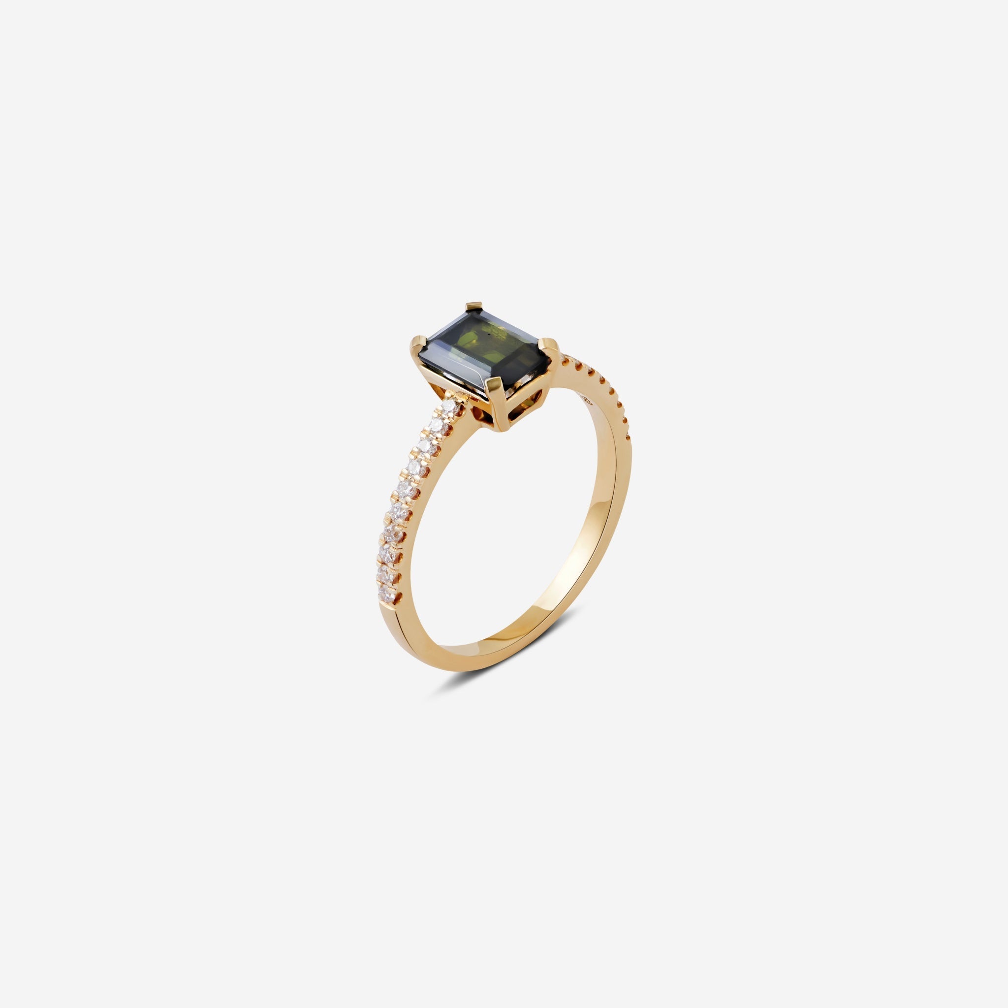 Lemelé-lemelecph-diamond-ring-diamant-ring-grøn-green-tourmaline-emerald-cut-18k-18karat-gold-guld