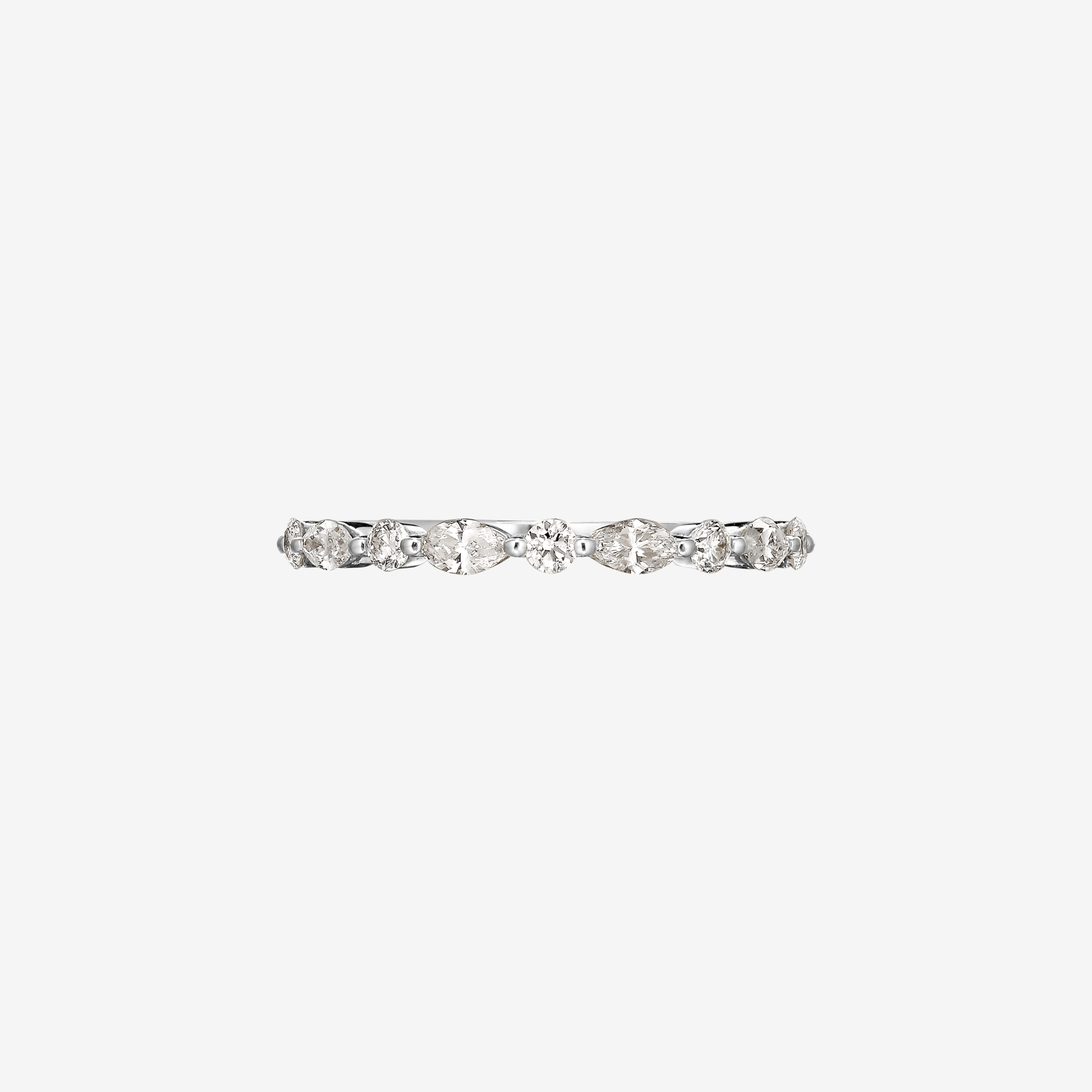 Halv Floating Marquise Alliancering | 18K Hvidguld