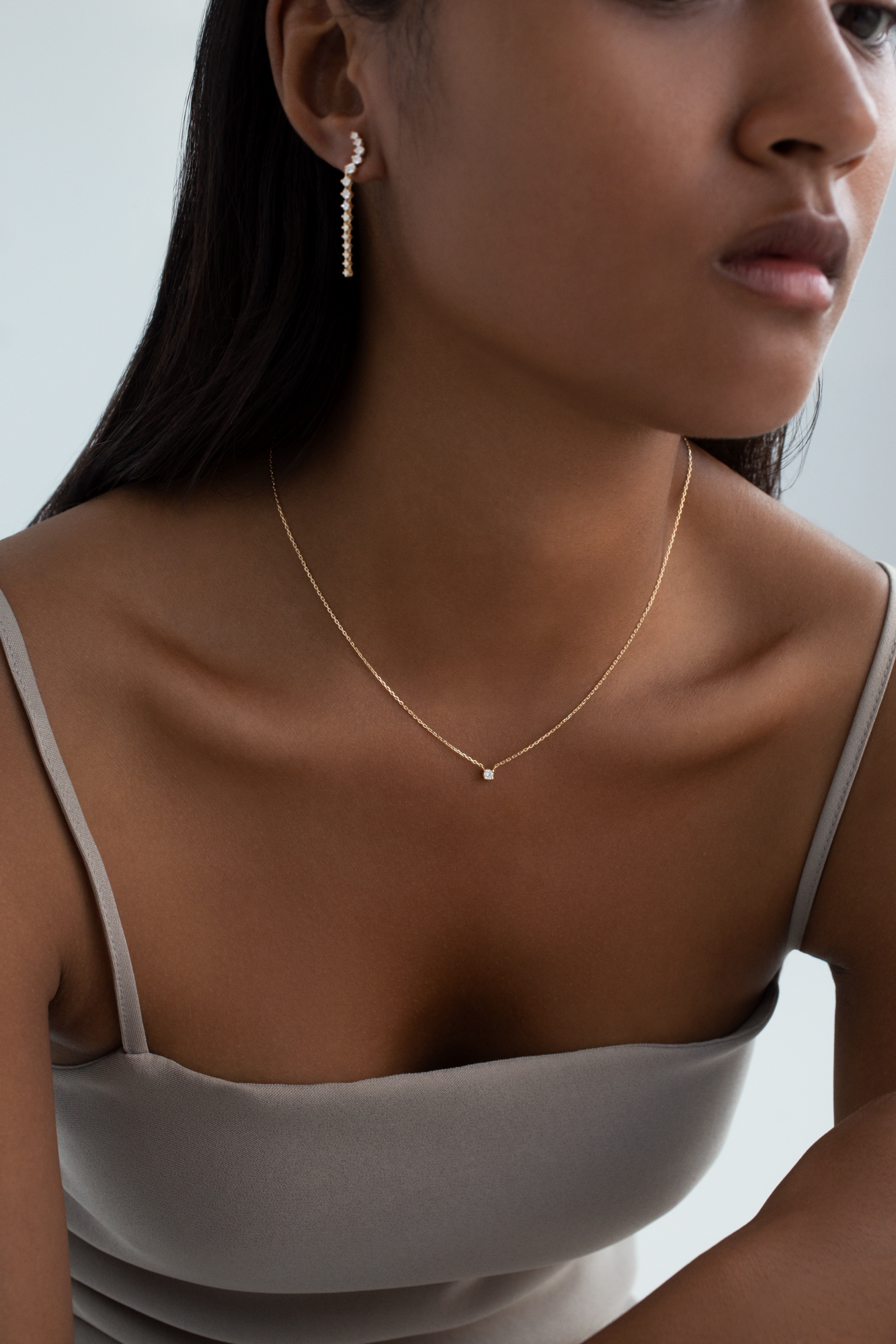 Solitaire Prong Diamant Halskæde | 18K Guld