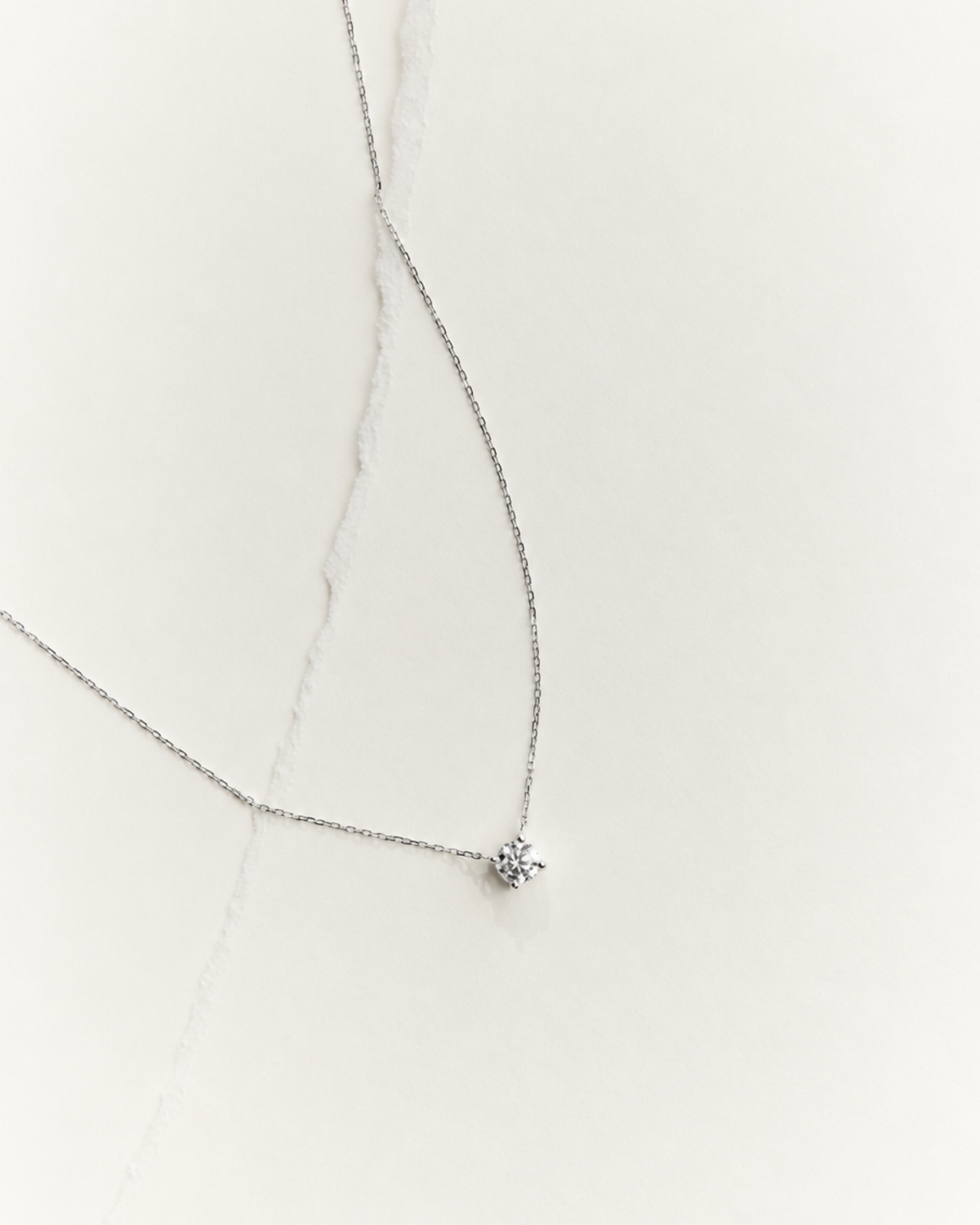 Solitaire Prong Diamant Halskæde | Rund