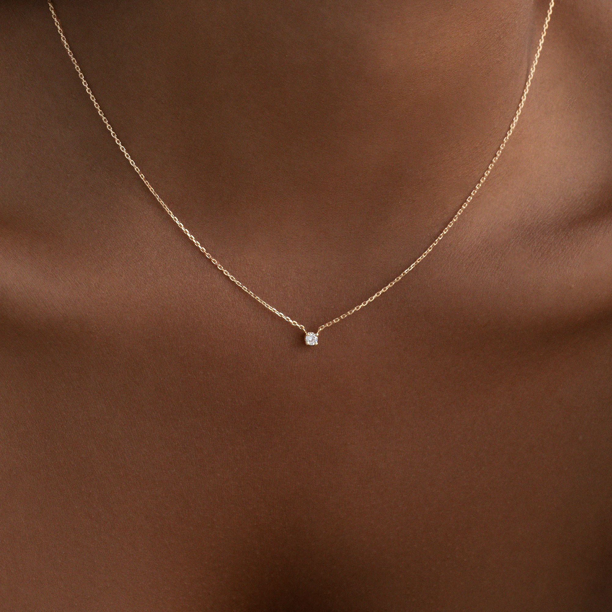 Solitaire Prong Diamant Halskæde | 18K Guld