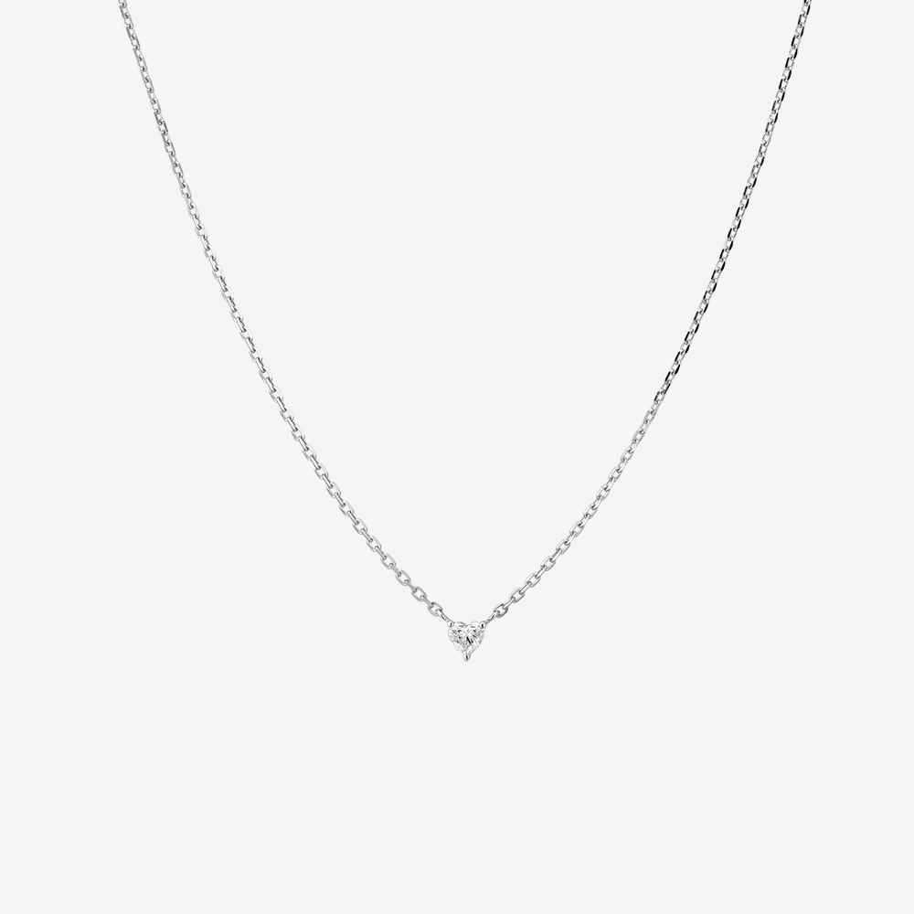 Solitaire Prong Diamant Halskæde | Hjerte