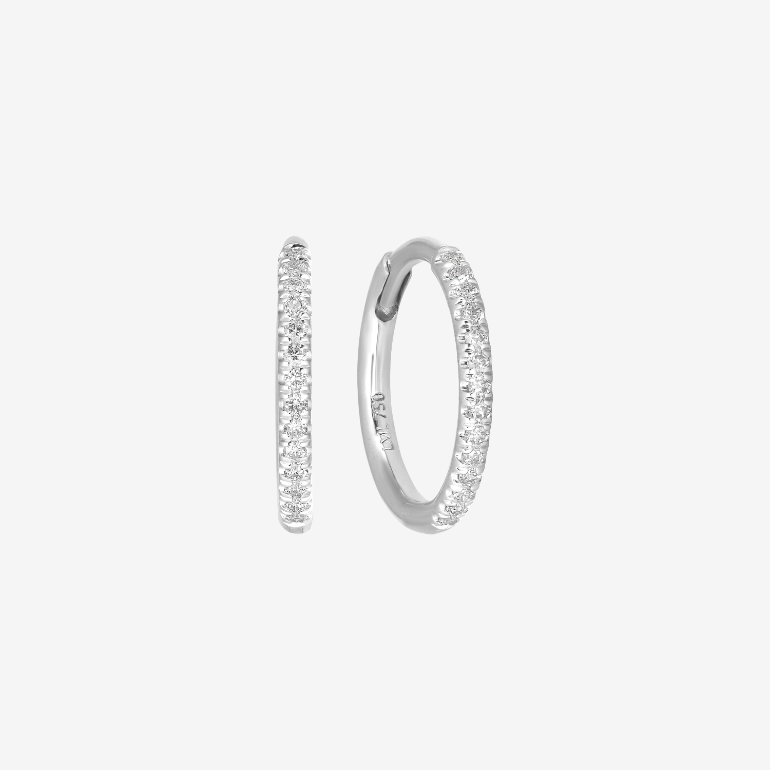 Petite Diamant Hoops | 18K Hvidguld