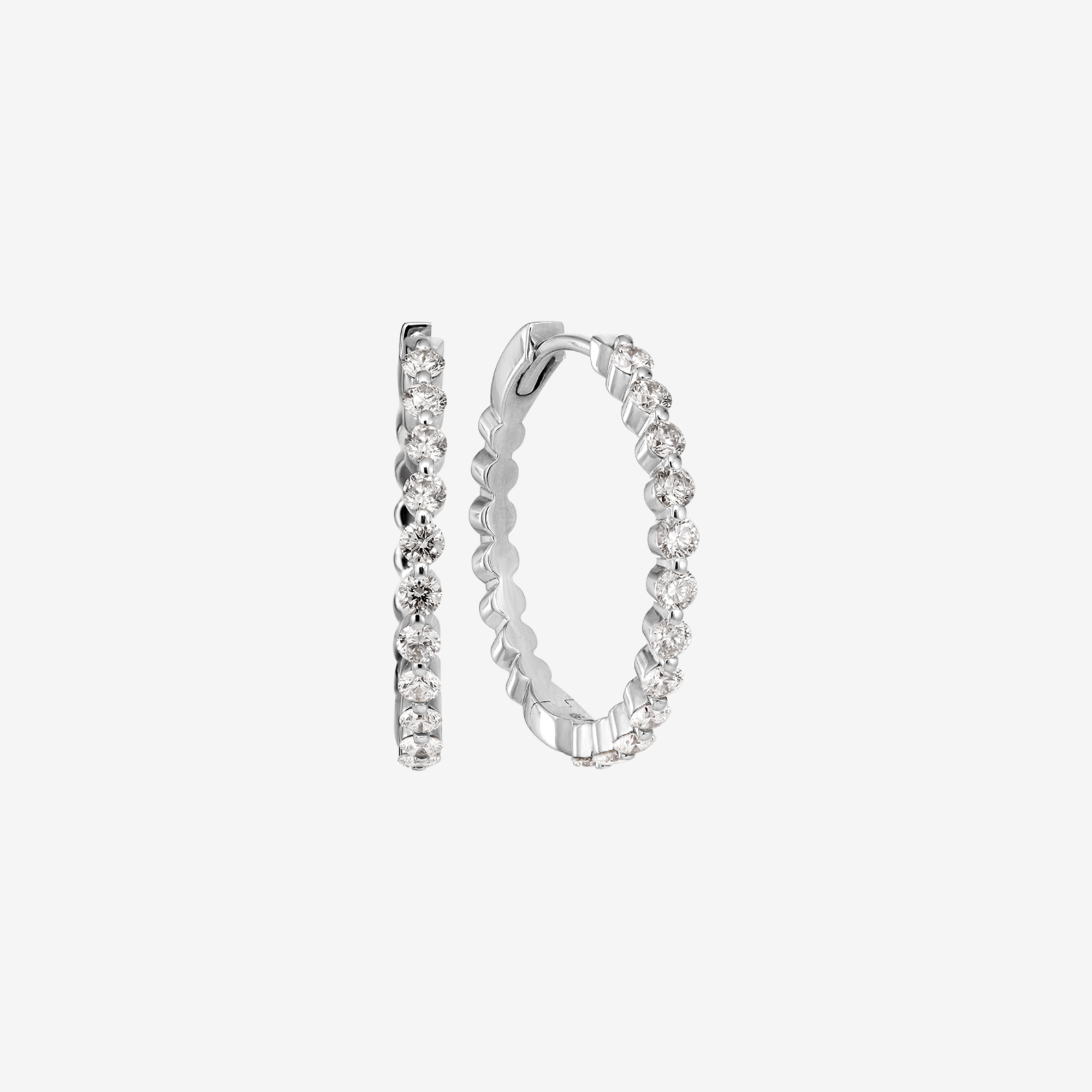 Floating Diamant Hoops | 18K Hvidguld