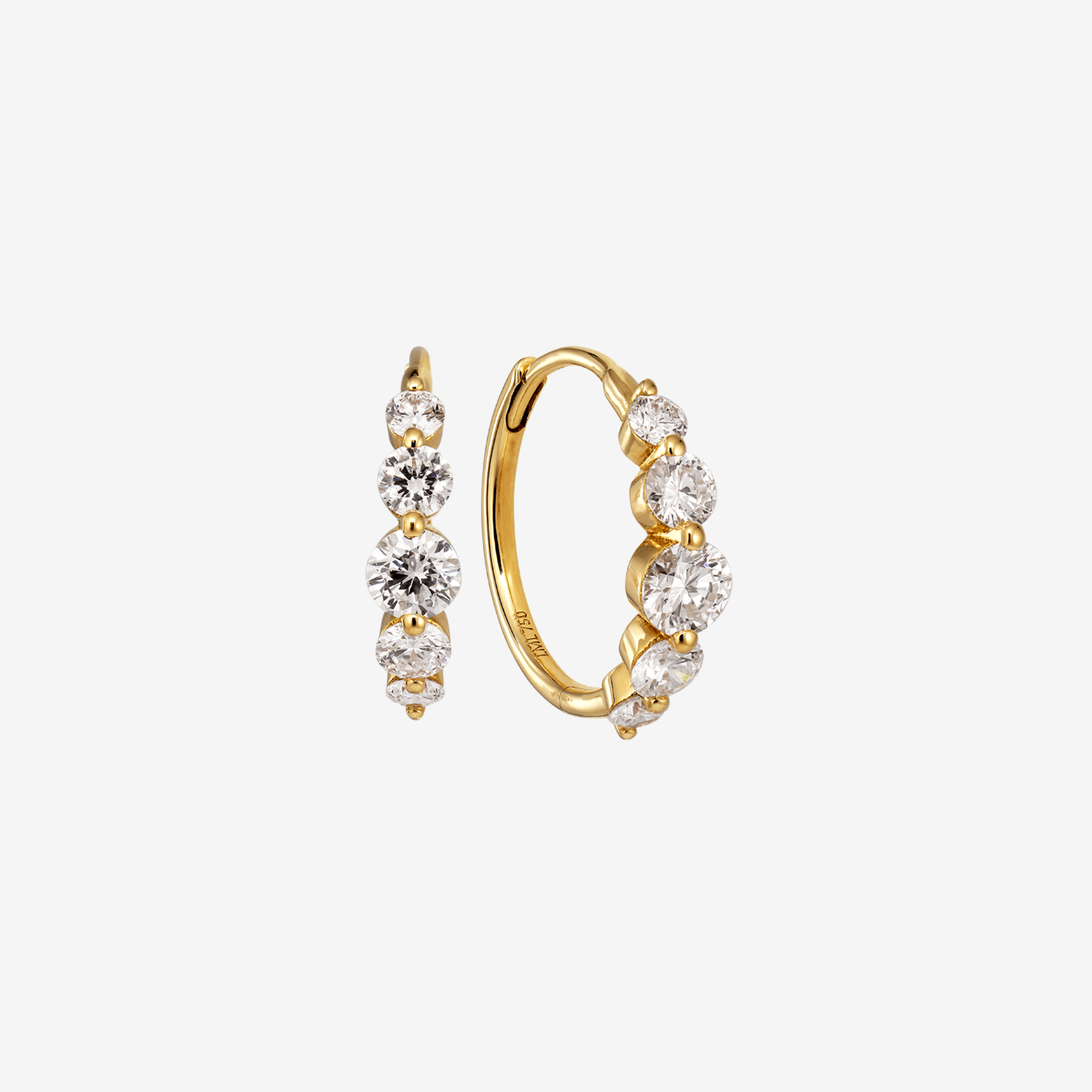 5-stens Floating Diamant Hoops | 18K Guld