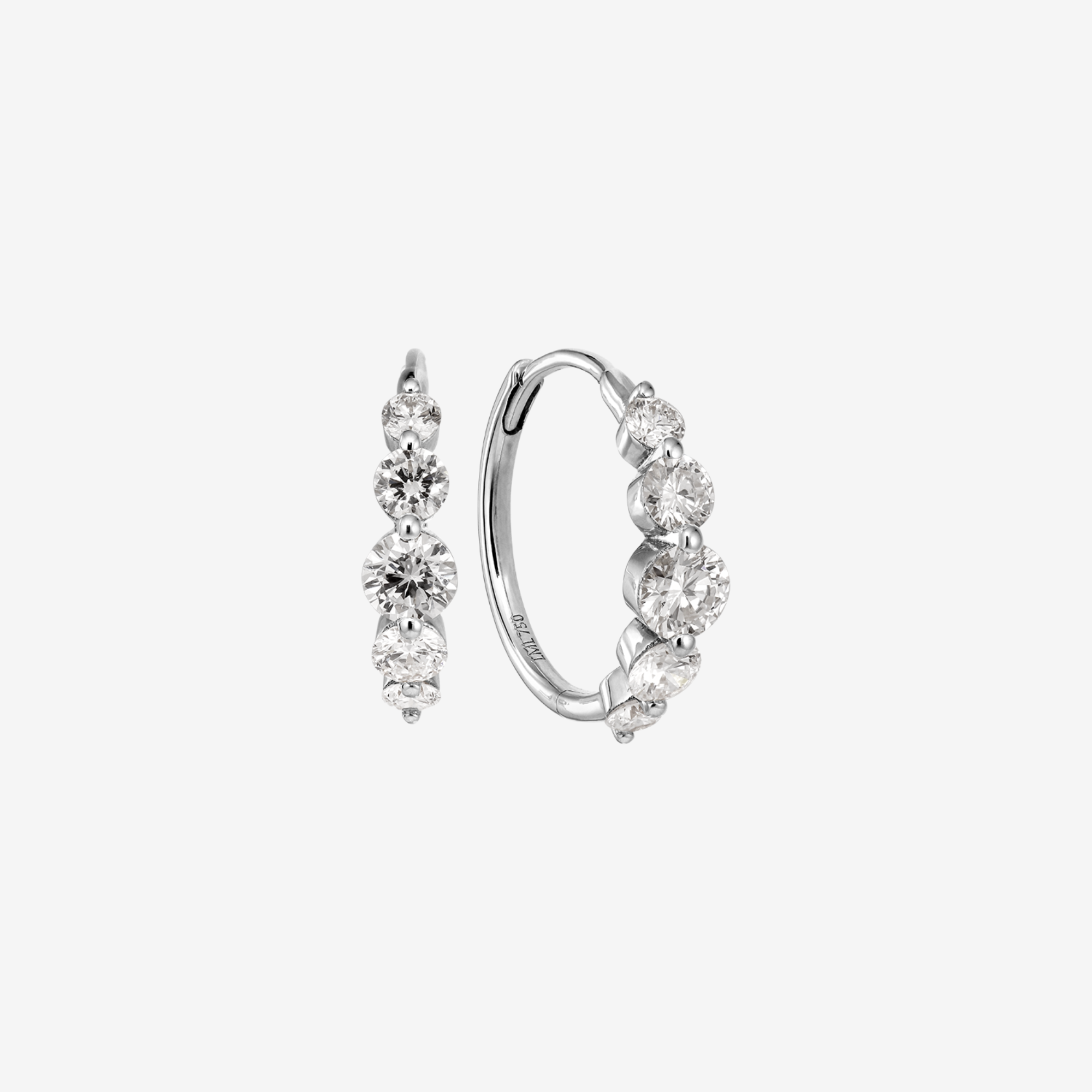 5-stens Floating Diamant Hoops | 18K Hvidguld