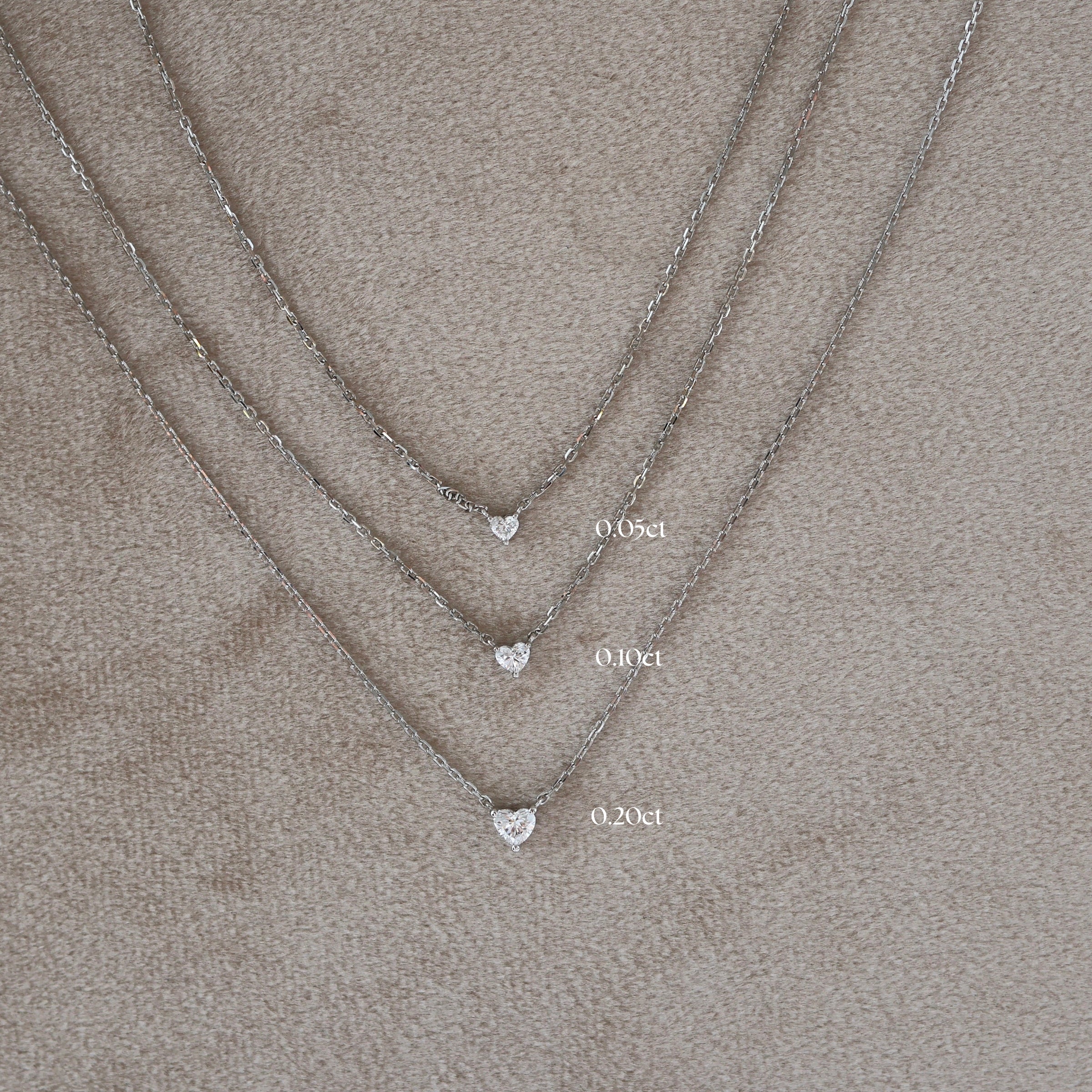 Solitaire Prong Diamant Halskæde | Hjerte