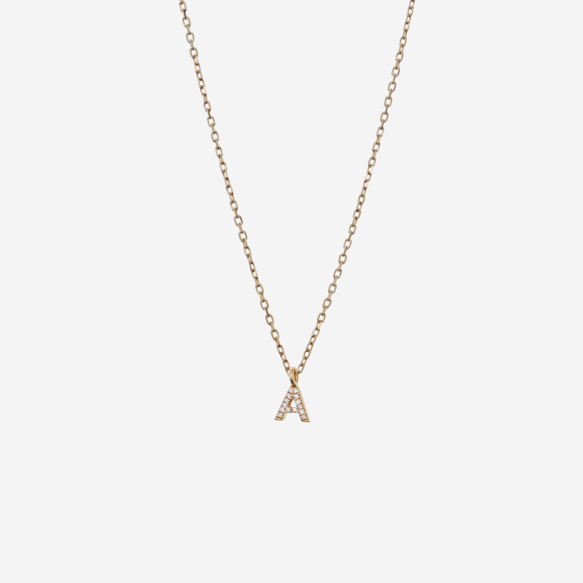 Diamant Bogstav | A-Z | Halskæde m. vedhæng | 18K Guld