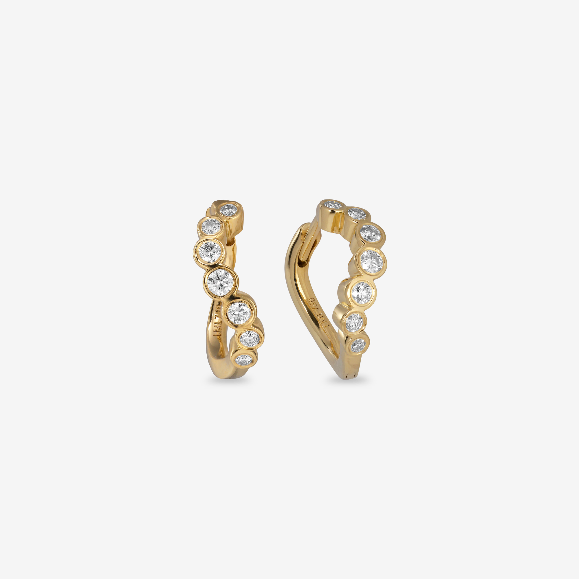 Wave Bezel Diamant Hoops | 18K Guld