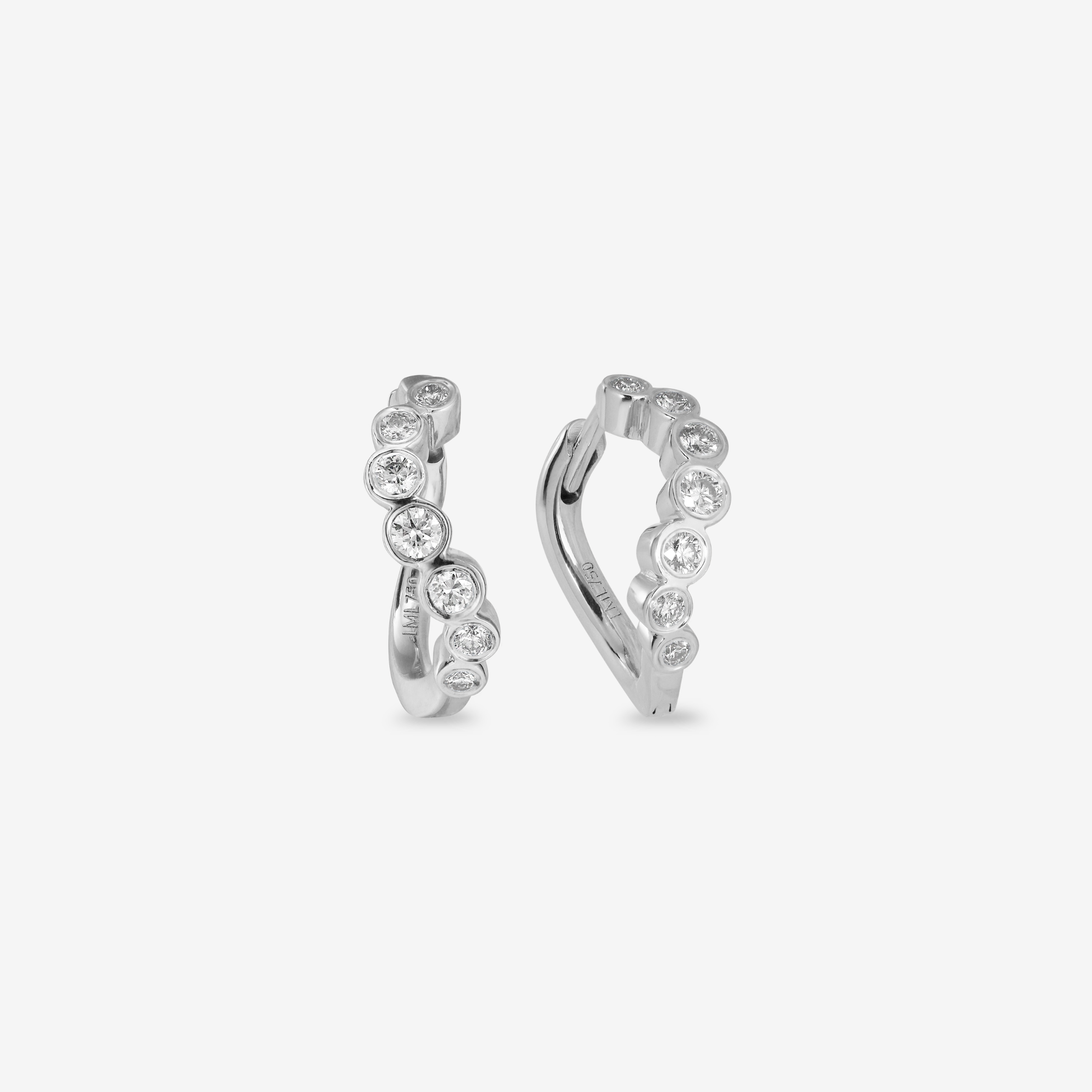 Wave Bezel Diamant Hoops | 18K Hvidguld