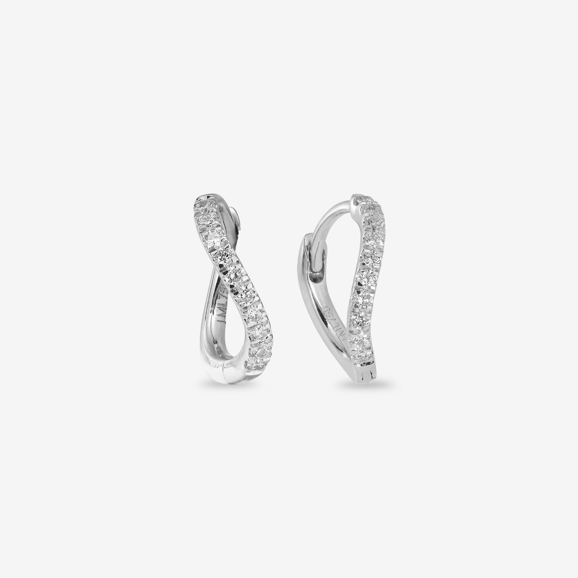 Wave Diamant Hoops | 18K Hvidguld