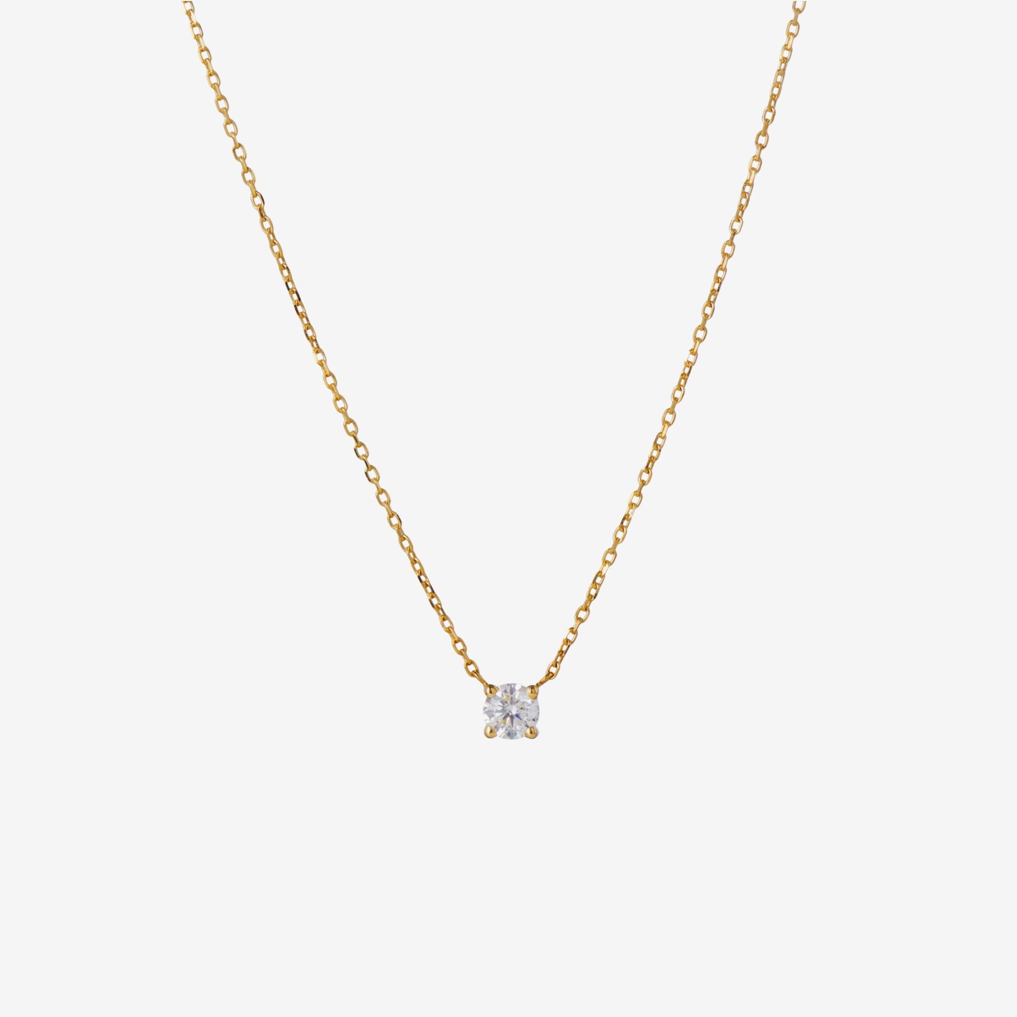 Solitaire Prong Diamant Halskæde | 18K Guld