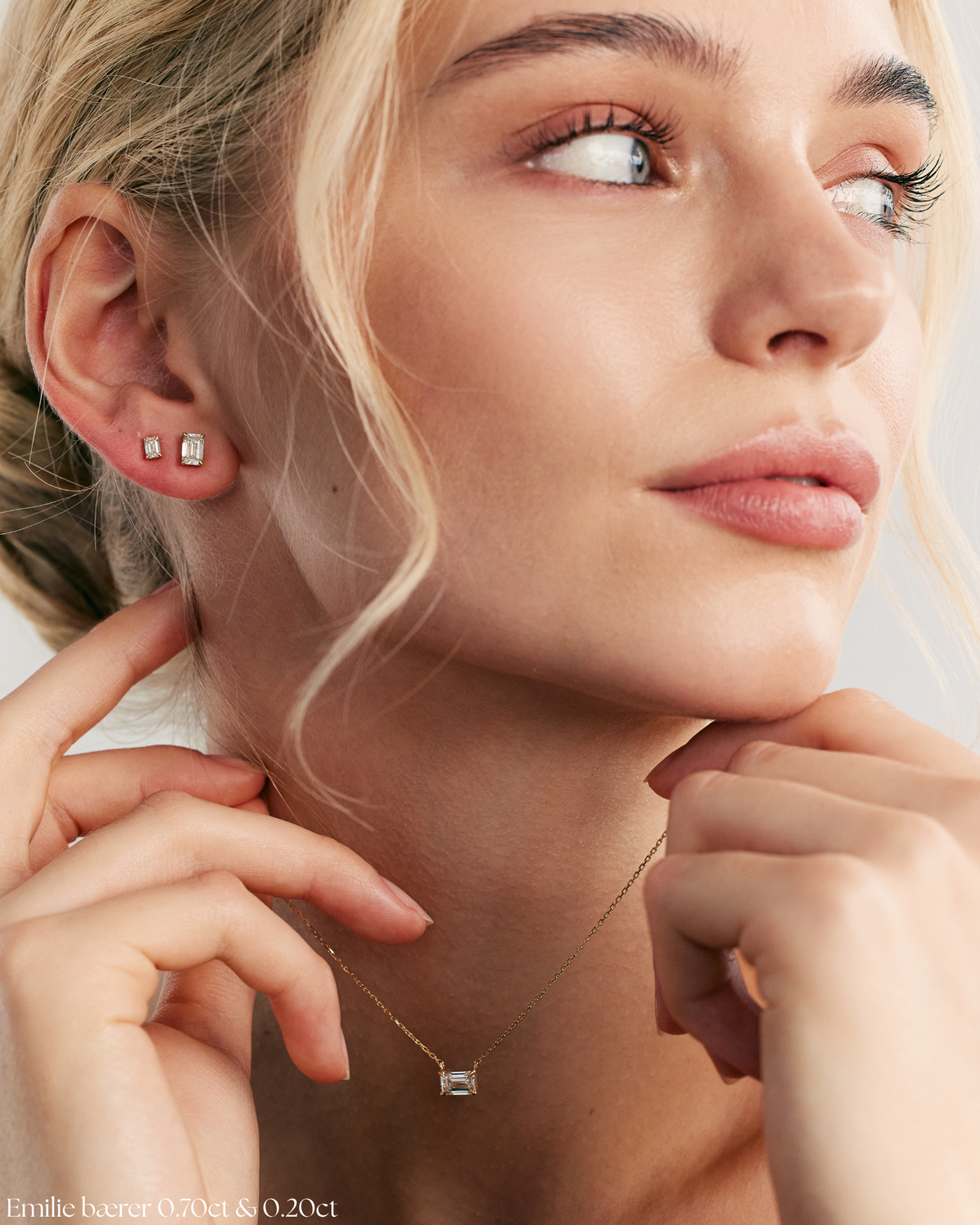 Solitaire Prong Diamant Ørestikker | Emerald