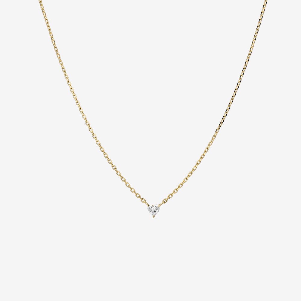 Solitaire Prong Diamant Halskæde | Hjerte | 18K Guld